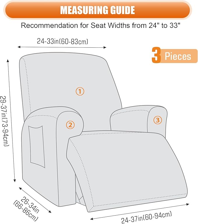 VANSOFY Recliner Chair Covers, 3-Pieces Stretch Lazy Boy Recliner Covers for Recliner Chair Soft Reclining Chair Slipcover Furniture Protector for Dogs Cats(Chocolate)