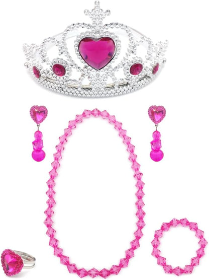 Elesa Miracle Girl Kids Dress Up Tiaras Necklace Bracelet Clip on Earrings Toy Playset