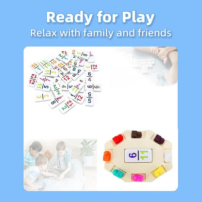 Mexican Train Dominoes Set Numbers, Double 12 Dominoes Set with 91 Colored Tiles and Protable Case, Travel Number Domino Set for Kids, Adults Family Board Team Games