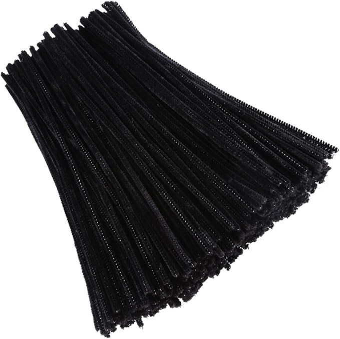 Caydo 400 Pieces Black Pipe Cleaners Craft Chenille Stems for Kids DIY Art and Craft Projects Halloween Decorations, 6mm x 12inch