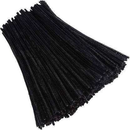 Caydo 400 Pieces Black Pipe Cleaners Craft Chenille Stems for Kids DIY Art and Craft Projects Halloween Decorations, 6mm x 12inch