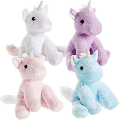 BLUE PANDA Small Unicorn Plush for Girls - 7 Inch Small Stuffed Unicorn Plush for Kids - Small Unicorn Stuffed Animal Toy - Pack of 4 Unicorn Plush Toys - Mini Unicorn Plush Toy