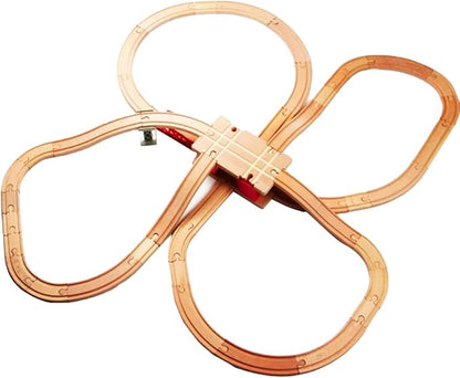 Wooden Train Tracks Accessories Wood Train Tunnel for Railroad Tracks, 2-Level Overpass fits for All Railway Tracks System