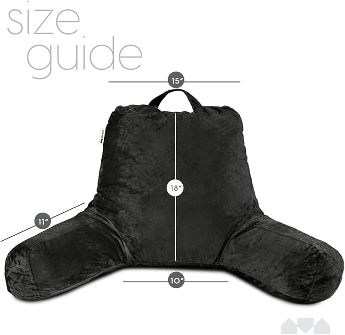 Milliard Reading Pillow with Shredded Memory Foam, Large Adult Backrest with Arms, Back Support for Sitting Up in Bed with Washable Cover (Sit up Pillow)