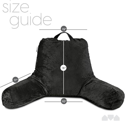 Milliard Reading Pillow with Shredded Memory Foam, Large Adult Backrest with Arms, Back Support for Sitting Up in Bed with Washable Cover (Sit up Pillow)