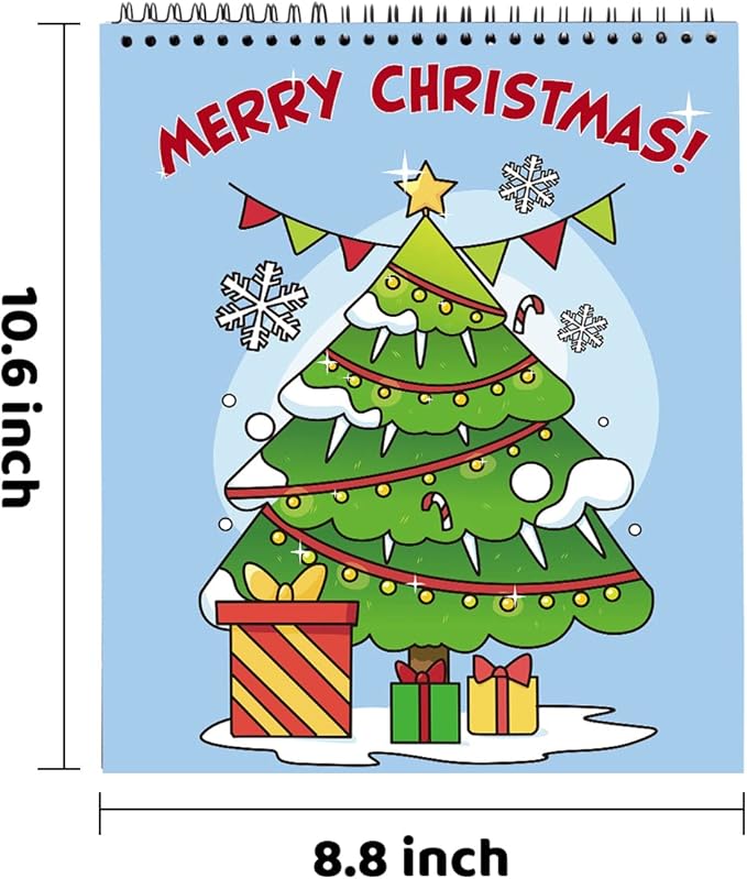 JOYIN Christmas 20 Pcs Make-a-face Stickers, 10 Pcs Coloring Book, 10 Pcs Rainbow Color Scratch, Christmas Art & Craf Kit Combo Set for Kids Girls and Boys, Holiday Presents and Party Favors