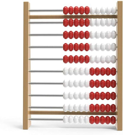 hand2mind 100 Bead Wooden Rekenrek, Abacus for Kids Math, Math Manipulatives Kindergarten, Counting Rack for Kids, Counters for Kids Math, Educational Toys for Elementary Kids (Set of 1)