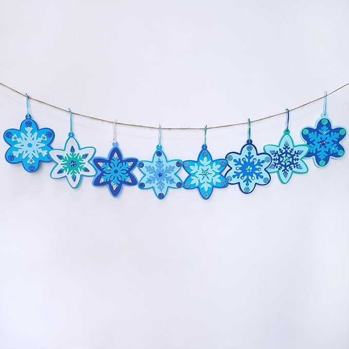 Winlyn 24 Sets Christmas Craft Kits Winter Crafts DIY 3D Snowflake Ornaments Decorations Art Sets Assorted Snowflake Christmas Foam Stickers for Kids Holiday Home Classroom Activities Party Favors