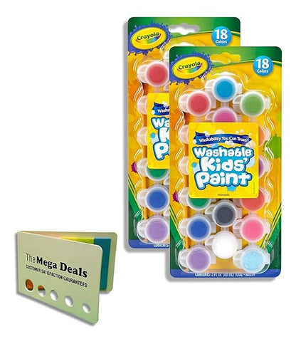 Crayola Washable Kids Paint Assorted Colors, Pack of 2 | Includes 5 Color Flag Set