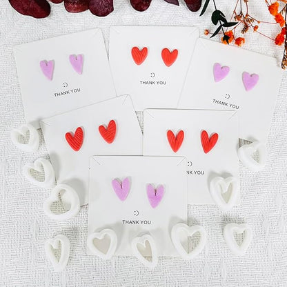 Xaekicr Heart Shape Polymer Clay Cutters Set – 10PCS Clay Earring Cutters for Polymer Clay Jewelry Making, Valentines Day Clay Tools and Molds for DIY Crafts