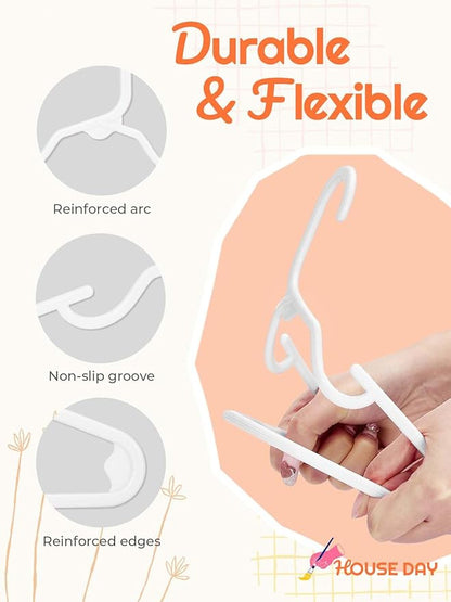 HOUSE DAY Kids Plastic Hangers for Closet, Childrens Hangers for Clothes & Baby Hangers, Toddler, and Child Clothes - Clothing, Pants, Coats, and More - Ideal for Everyday Use (White, 120 Pack)