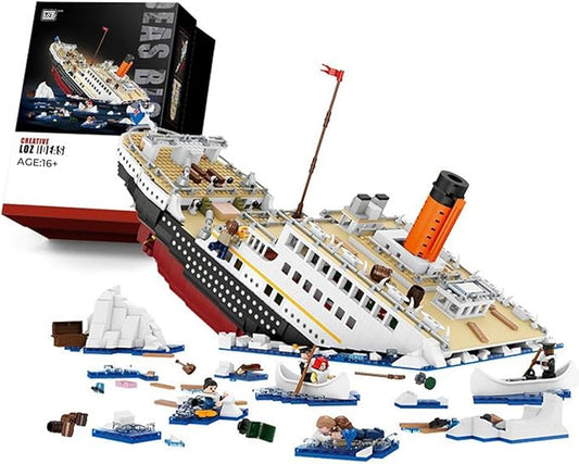 Cruise Sank Titanic Break in Half Building Block Set, 2882Pcs Titanic Blocks Cruise Ship Modle Kit, DIY Bricks Toys for Adults and Kids