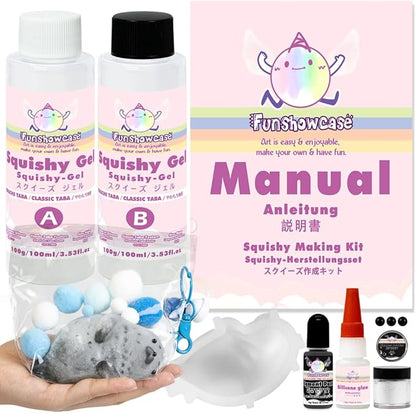 Taba DIY Squishy Maker Set – 3 Hamster & Seal Silicone Molds with A+B Liquid Gel, Pigments & Craft Accessories for Kawaii Animal Stress Relief Toys, Custom Fufu Plush Crafts & Gifts