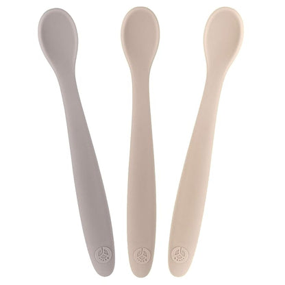 WeeSprout Silicone Baby Spoons - First Stage Infant Feeding Utensils With Soft-Tip, Bendable Kitchenware for Parent & Self-Feeding, Ultra-Durable, Dishwasher Safe, Travel Case, Set of 3