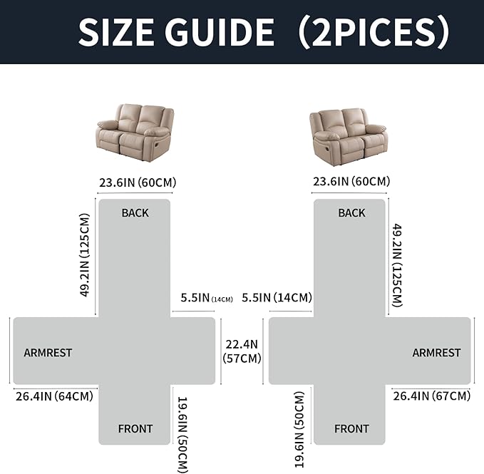 Easehomey Waterproof Loveseat Recliner Cover,Non Slip Reclining Couch Covers for 2 Seat,Dog Chair Cover Furniture Protector Washable Chair Cover with Pocket for Kids,Pets,Dogs(Dark Blue,2Seat)