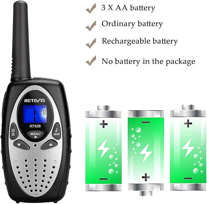 Retevis RT628 Walkie Talkies for Kids,Toy Gifts for 6-12 Year Old Boys Girls,Kid Gifts Walkie Talkie for Adults Outdoor Camping Hiking(Silvery 1 Pair)