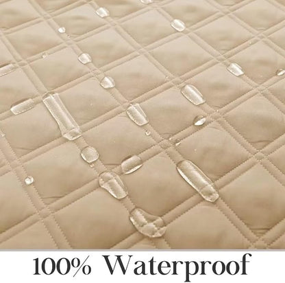 TOMORO Non-Slip Recliner Sofa Cover - 100% Waterproof Recliner Chair Slipcover Furniture Protector, Washable Couch Cover with Elastic Straps for Dog and Kids, Beige, 23 Inch Middle