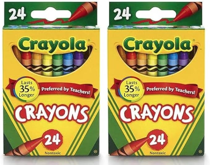 Crayola 24 Count Box of Crayons Non-Toxic Color Coloring School Supplies (2 Packs)