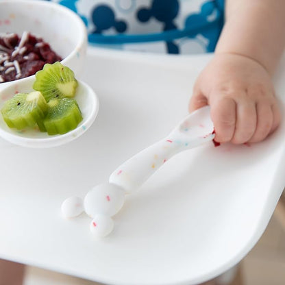 Bumkins Disney Baby Bowl, Silicone Feeding Set with Suction for Baby and Toddler, Includes Spoon, First Feeding Set, Essentials for Baby Led Weaning, Babies Eating 4 Months Up, Mickey Mouse Vanilla