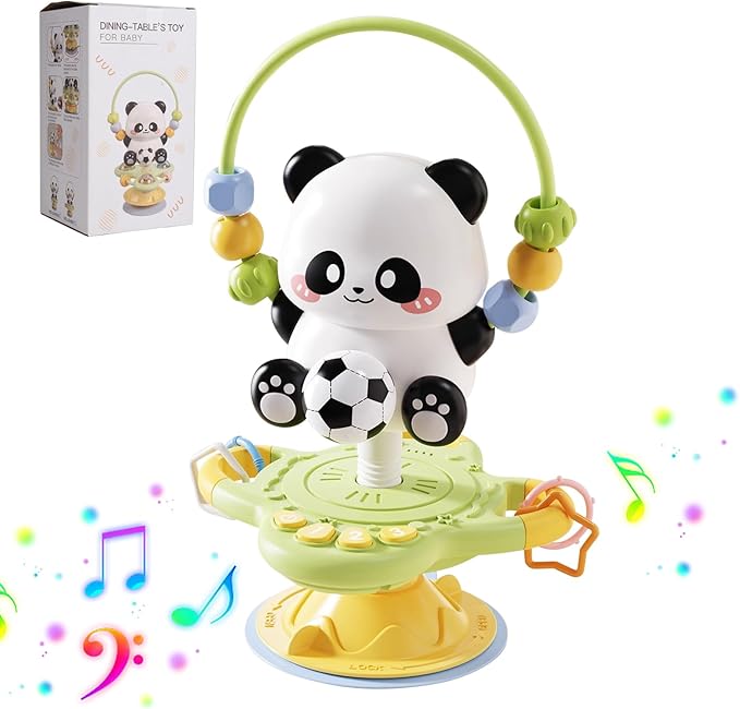 Baby Musical Toy, Panda Suction Cup High Chair Table Soother, Grip and Spin Toy, Interactive Development, Suitable for 10-36 Months, Baby Gift, Excellent Birthday Present Choice