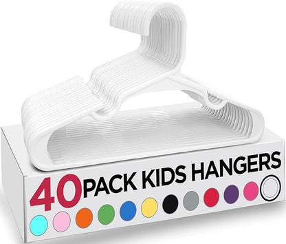 Utopia Home 40 Pack Kids Hangers - 11.5 Inch Plastic Baby Hangers for Closet - Childrens Hangers for Clothes & Infant Hangers for Closet - Ideal for Everyday Standard Use (White)