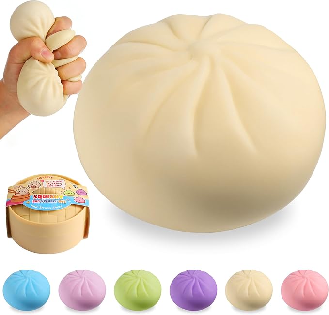 Dumpling Squishy Mystery Box, Viral Squishy Dumpling Toy, Bao Bun Squeeze Stress Relief Fidget Toys for Holiday & Birthday Gifts (White)