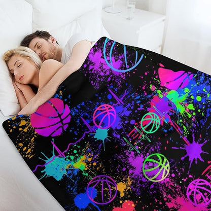 Basketball Throw Blanket - Soft Flannel Sports Basketball Blankets for Teens Adults Women Men Basketball Lovers - Warm Basketball Throw Blankets for All Season Lap, Chair, Sofa, Couch, Bed - 80"x60"