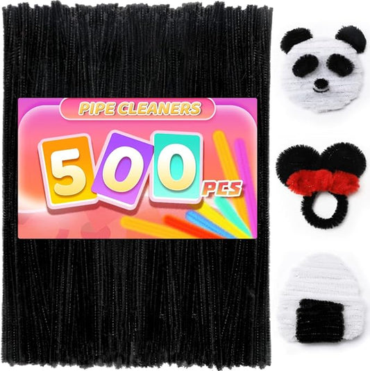 Praisebank 500pcs Black Pipe Cleaners, Pipe Cleaners, Pipe Cleaners for Crafts.