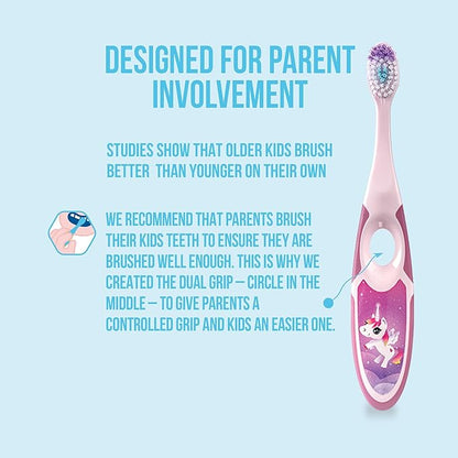 Jordan* Step 2 Kids Toothbrush, 3-5 Years, Soft Bristles, BPA Free (4 Pack) Blue & Green