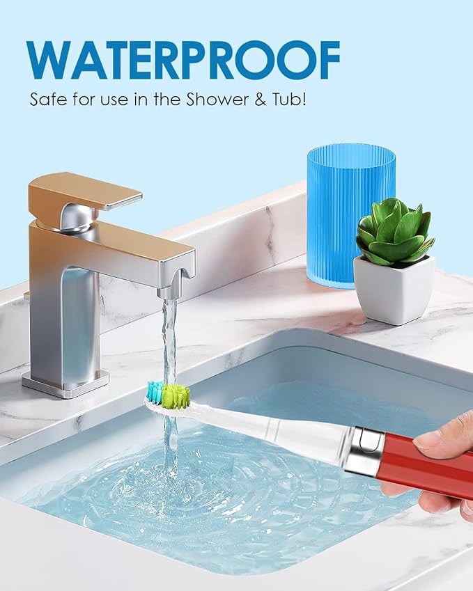 Voom Sonic Go 1 Series Travel Electric Toothbrush Travel Toothbrushes - Battery Operated Toothbrush for Adults & Kids, Dentist Recommended Toothbrush, Portable with 2 Minute Timer (Metallic Red)