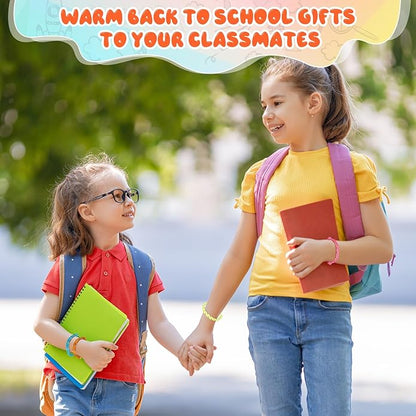 First Day of Preschool Gift for Students Bulk Back to School Party Favors Adjustable Bracelet with Card Sets Friendship Bracelets Neon Woven Rope Classroom Supplies Reward
