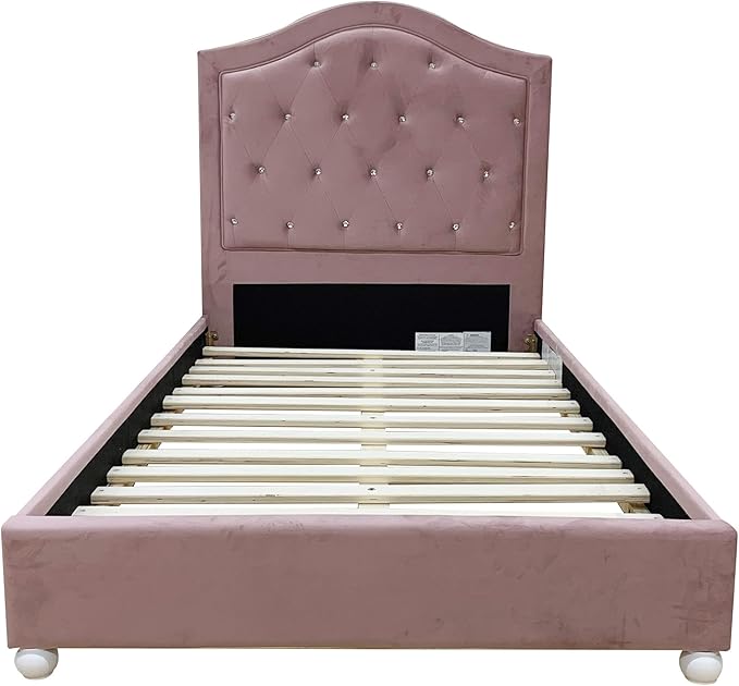 Acme Reggie Twin Bed in Pink Fabric