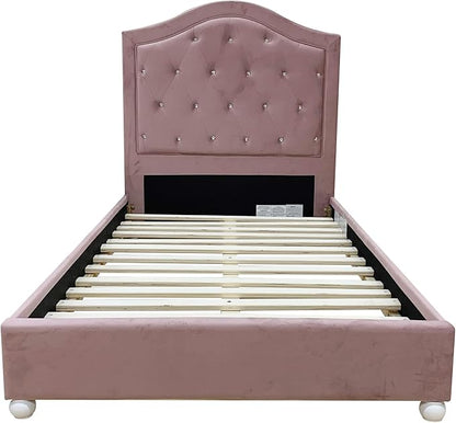 Acme Reggie Twin Bed in Pink Fabric