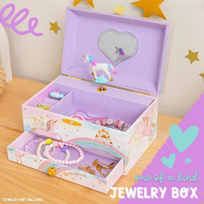 Musical Unicorn Kids Jewelry Box - Girls Jewelry Box with Mirror, Unicorn Gifts for Little Girls, Unicorn Toys for Girls Age 4-6