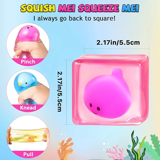 Stress Cube Fidget Toys Adults - Sensory Toys for Kids with Autism Stress Balls for Adults Squishy Toys for Anxiety Squeeze Fidgets for Teens Stress Relief Gifts Easter Basket Stuffers