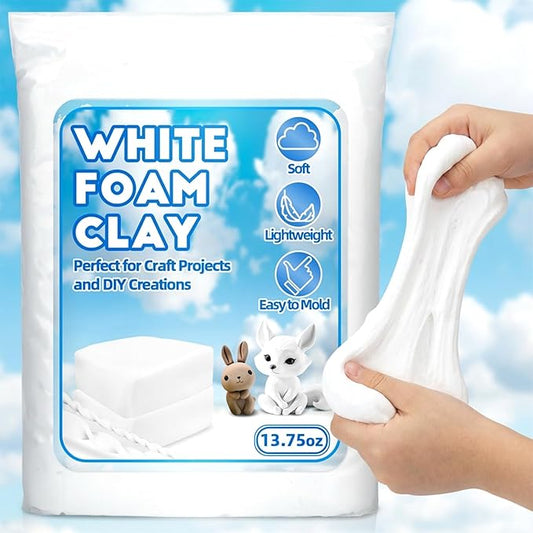 RAINFLOW White Foam Clay - Moldable Cosplay Foam Clay,Soft Squishy Molding,Perfect for Arts and Crafts Projects,Creative Art Supplies with Sculpting Tools