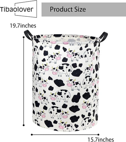 Cow print Laundry Basket Baby Laundry Basket Nursery Hamper Kids Baby Laundry hamper for Boys and Girls Cute Toy Storage Bin Cow Room Decor(Cow)