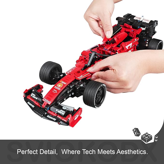 F1 Racing car technic Building Sets,Formula 1 Model Cars ，1：12 MOC Sports car Building Blocks,Collectible Kits for Kids 8+ and Adults (red)(1392 Pieces Bricks)
