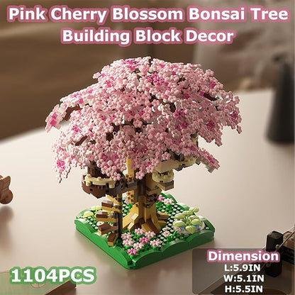 Beego 2 Bonsai Tree Cherry Blossom Building Toy Not Compatible with Lego, Japanese Sakura Pink&Purple Flower House Building Micro Bricks, Tree House Botanical Collection for Adults, Teen (2201 PCS)