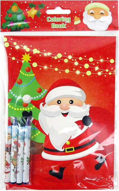 TINYMILLS Christmas Holidays Coloring Book Crayon Set for Kids Party Favors with 12 Coloring Books and 48 Crayons for Christmas Goody Bag Stuffers For Kids Holiday Party Gift Rewards Carnival Prizes