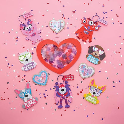 Fun Express Valentine Cookie Foam Magnets Craft Kit - Makes 12 - Valentine's Day Crafts for Kids