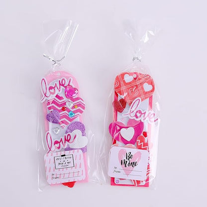 Craft Kit, DIY Bookmarks Valentine Art Deco Decorations, 36 Sets Self Adhesive Heart Stickers for Kids Party Favors Fun Classroom Home Activities