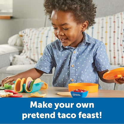 Learning Resources New Sprouts Taco Night! 28 Pieces - Play Food for Kids Ages 18+ Months, Grocery Store Pretend Play Toys, Play Kitchen Accessories