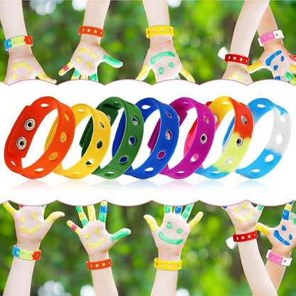 MTLEE 12 Pieces Silicone Wristbands Adjustable Rubber Bracelets Colorful Cute Charm Bracelets with Holes for Shoe Charm Boys Girls Birthday Party Award
