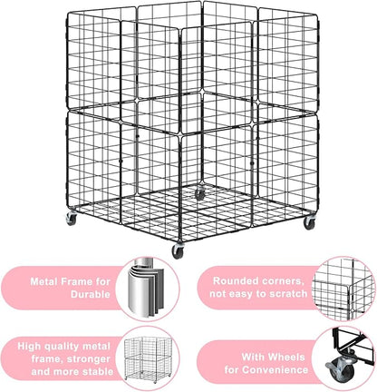 HEOMU Stuffed Animal Storage,Toy Bins for Kids Organizer,Toy Box Hold Up to 150 Plush Toysfor Nursery Play Room Bedroom Metal (Black)