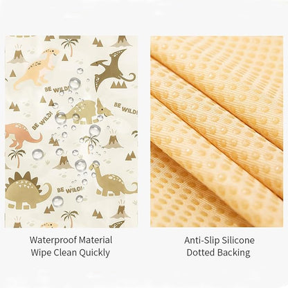 Insular Baby Splat Mat for Under High Chair/Arts/Crafts, Anti Slip and Waterproof Splash Mat for Floor, Portable Picnic Mat, 51x51 Inch, Dinosaur