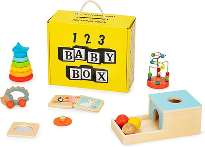 Montessori Toys for Babies 6-12 Months - 6-in-1 Montessori Box Toy w/Rainbow Stacking Tower, Object Permanence Box & More - Educational Toys for Imaginative Learning