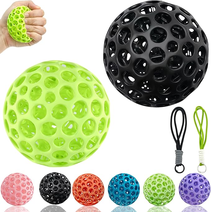 2 Packs 3D Printed Fidget Toys Stress Ball for Kids Adults Grip Strength Trainer,Squishy Hand Therapy Ball for Anxiety Relief,3D Textured Classroom Gifts Kids Focus Decompression Ball for Office