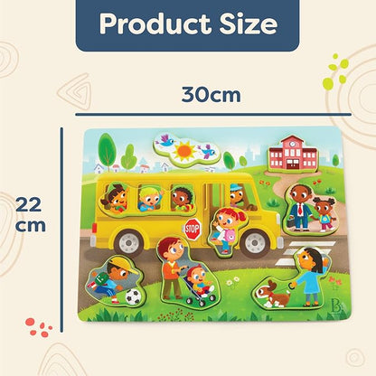 B. toys- Peek & Explore - School BusChunky Puzzle – Puzzle for Toddlers, Kids – School Bus Puzzle – School, Bus, Students – 2 Years +