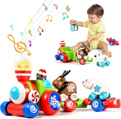 Marstone Baby Toys for 1 Year Old Boys and Girls Gifts, Train Car Set for Toddlers 1-2, Push Animal Car Toys for 12-18 Months, Learning Train Toy for Toddlers 1 2+ Yr Old Birthday Xmas Gift